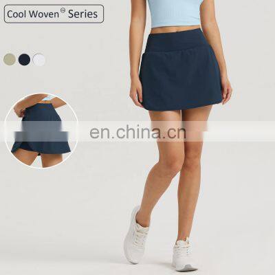 2 In 1 Piece Tennis Skirts With Shorts Custom Fitness Upf 50+ Sports Pockets Dress