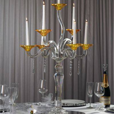 Handmade Glass Candle Holder Crystal Glass Candle Holder Center Pieces Wedding Table photo-2