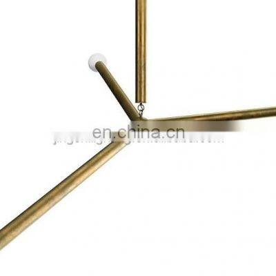 Modern European and American family hotel decoration lighting brass metal industrial style arrow large linear chandelier