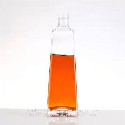 750ml Square Shape Bottom Vodka Glass Bottles With T Bar Top SinoBottles Packaging