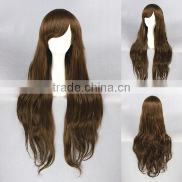 Fashion Asian 80CM long dark brown Lolita women wave synthetic hair cosplay wigs