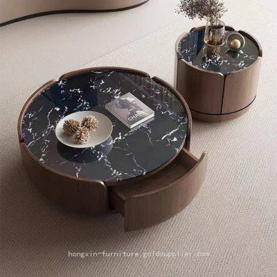 Durable Sintered Stone Table Top Wood Coffee Table photo-2