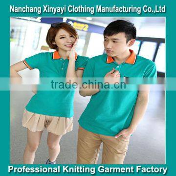 2015fashion colored polo couple.polo t shirt couple style,polo t-shirt garmnet factory