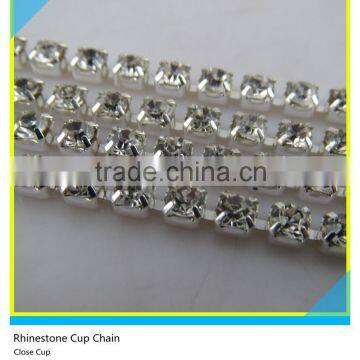 1/2/3 Rows Brass Chain and Rhinestone Cup Chain Crystal