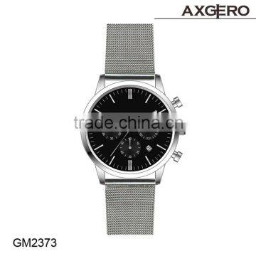 2015 new man watches products wholesale china factory watch with stainless steel mesh strap chronograph watch