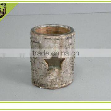 natural craft home decor birch bark glass candle holder