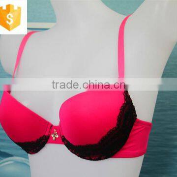 Sexy Push-up woman bra, 3/4 cup pink lace lady bra