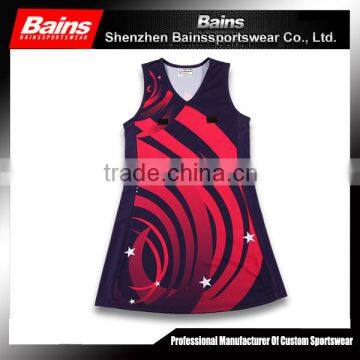 Dry fit netball dresses/cheap netball dress/custom pattern netball dress