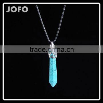 Wholesale Women Jewelry Fashion Gem Stone Pendant Turquoise Stone Bullet Necklace SMJ0112