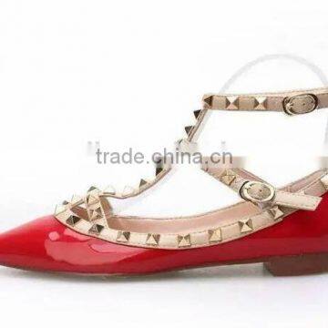 Pointed Toe Lamb Leather Ballet Flats Watercolor Flat Shoes Nice Plating Rivets 5mm Heel photo-3