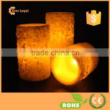 White "Snow" Textured Battery Operated Flameless LED Candle Wax Christmas Pillar Candle Set photo-3