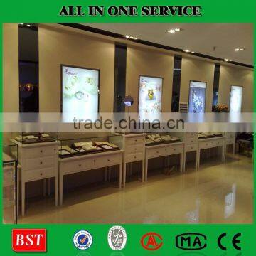 Free Standing Modern Glass Jewelry Display Stand Furniture Store