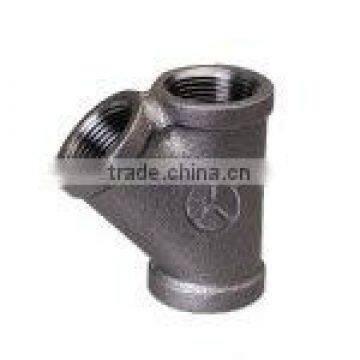 black 165 banded beaded 45 degree Lateral Y BranchesMalleable cast iron pipe fittings