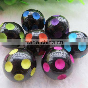 Colorful Large Big Size Polka Dot Beads, 20MM Round Resin Dip Dot Beads, Black Halloween Mix Color Resin Beads for Jewelry