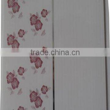 Printing harf flower designs, pvc ceiling panel, plastic wall panel,pvc plafond with silver line in the middle F118