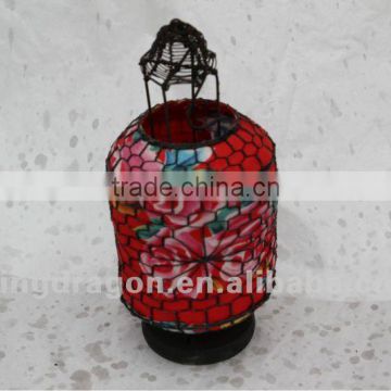 Chinese antique iron& paper red flower small round lantern lamp