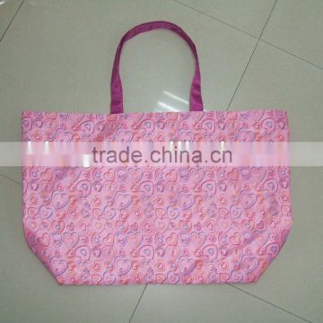 china factory supply beautiful fashion polyester shopping bag, eco friendly shopping bag,heart artwork shoppingbag