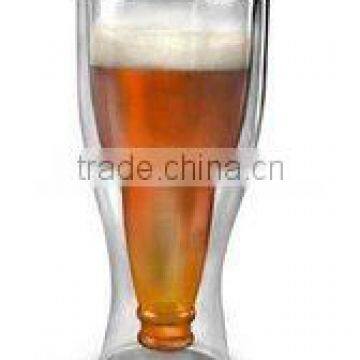 UPSIDE DOWN BEER BOTTLE STYLE DOUBLE WALLED GLASS CUP