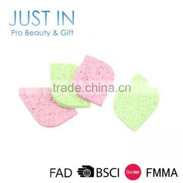 4Pcs Leaf Shape Pink And Green Compact Powder Puff