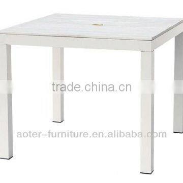 Modern garden furniture plastic square wood white coffee table