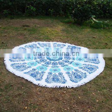 Wholesale Blanks Round Cotton Assorted Color Graphic Paisley Pattern Beach Cashion Beach Towel With Tassels Circle photo-4