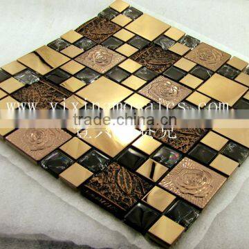 ancient style interior decoration material metal mosaic mix glass mosaic,resin mosaic tiles