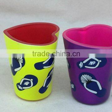 two colors heart shape shot glass