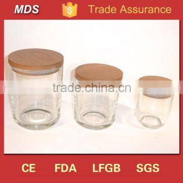 Best selling glass candle jars with wooden lids wholesale                        
                                                Quality Choice