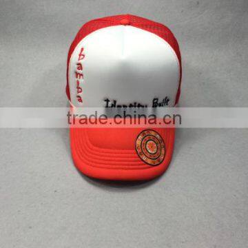 5-panel fashion red white foam mesh trucker cap/hat