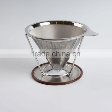 re-usable pour over stainless steel coffee filter high quality stainless steel coffee dripper