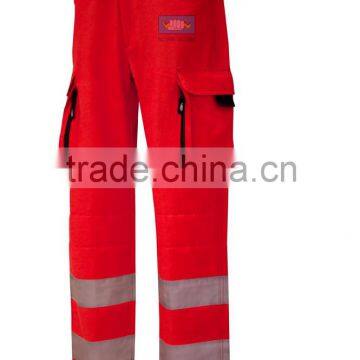 EN 20471 poly-cotton hi vis workwear cargo pants with reflective tape