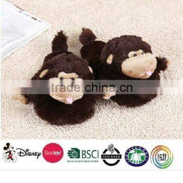 plush house slipper/plush monkey slipper toy/cheap brown plush monkey slipper toys