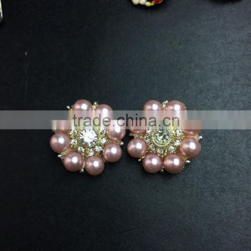 decorative pink brooch,pearl rhinestone embellishments,round crystal decorations