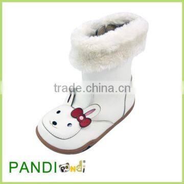 Hot children wearing girls Pu leather ankle boots with animal rabbit pattern