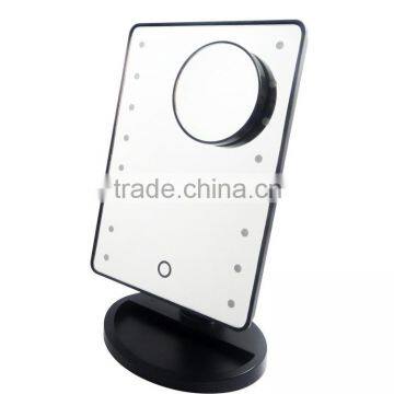 Touch sensor battery operated table mirror with LED Light