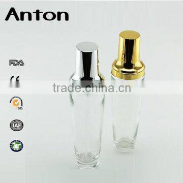 100ml comestic packing glass bottle serum body lotion bottle with aluminum sprayer