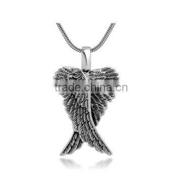 Detailed Angel Wings Charm Pendant Necklace With Snake Chain 18