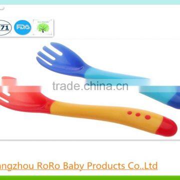 BPA free plastic fork and spoon set color change feeding supplies baby safety feeder products