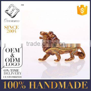 Best selling customized enamel Lion pewter jewelry box