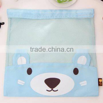 Hot sale cute mesh drawstring laundry bag made in china for kids