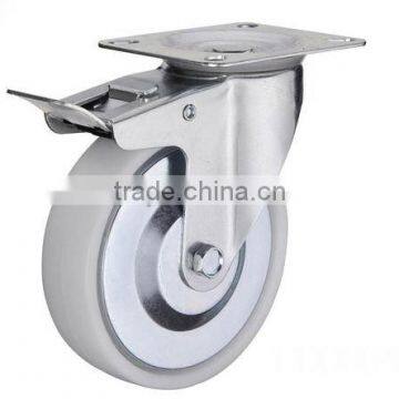 white pp wheel caster industrial caster rigid or swivel or swivel with double lock plate top