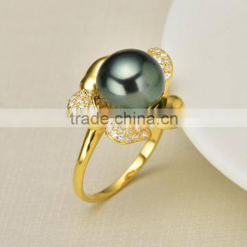 High Luster 8-9mm Black Pearl Ring Designs for Wholesale photo-6