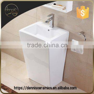 Dennis L-608 Modern One Piece Square Pedestal Hand Washbasin