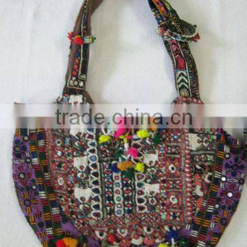 Beautiful Vintage Pompom Womens Banjara Handbags from India