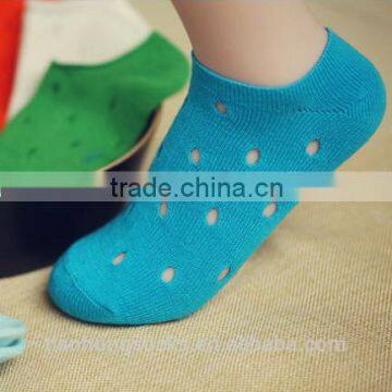 Summer knitted cute hot teen girls socks little hole socks women boat socks
