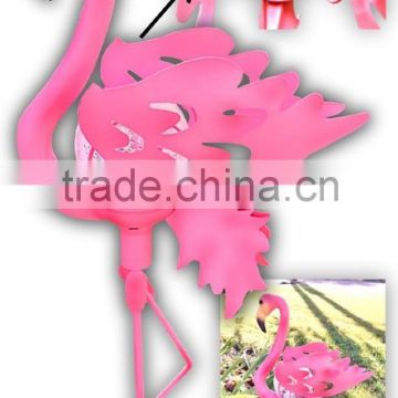 Lovely Pink Yard Flamingos Garden Stake Solar Glass Crackle Ball Lights