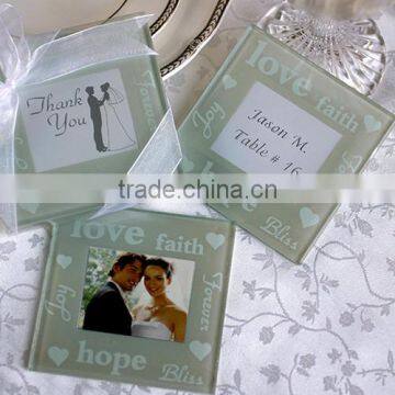 Clear glass photo insert coaster square glass coaster for wedding favors