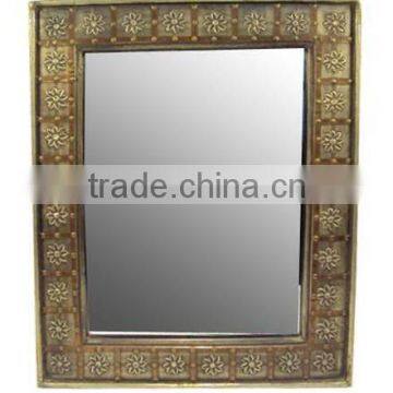 square wall hanging wooden mirror fancy mirror frames, distressed mirror frames