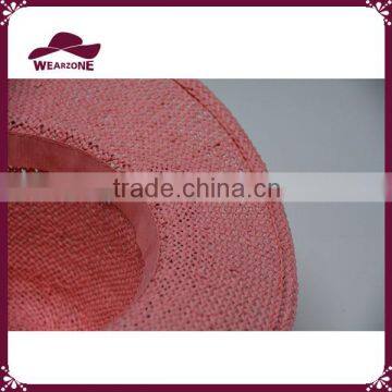 Girl Pink Straw Sun Hat Paper Floppy Hat With Colorful Flower photo-6