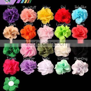 2.6inch Wholesale cheap Chiffon flower for newborn headband, baby hair Flowers flat back 20 colors YDKM02